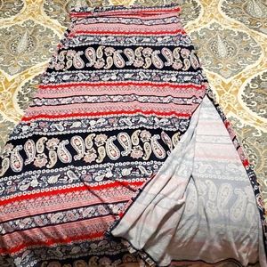 Maxi Skirt - Coral, White and Blue